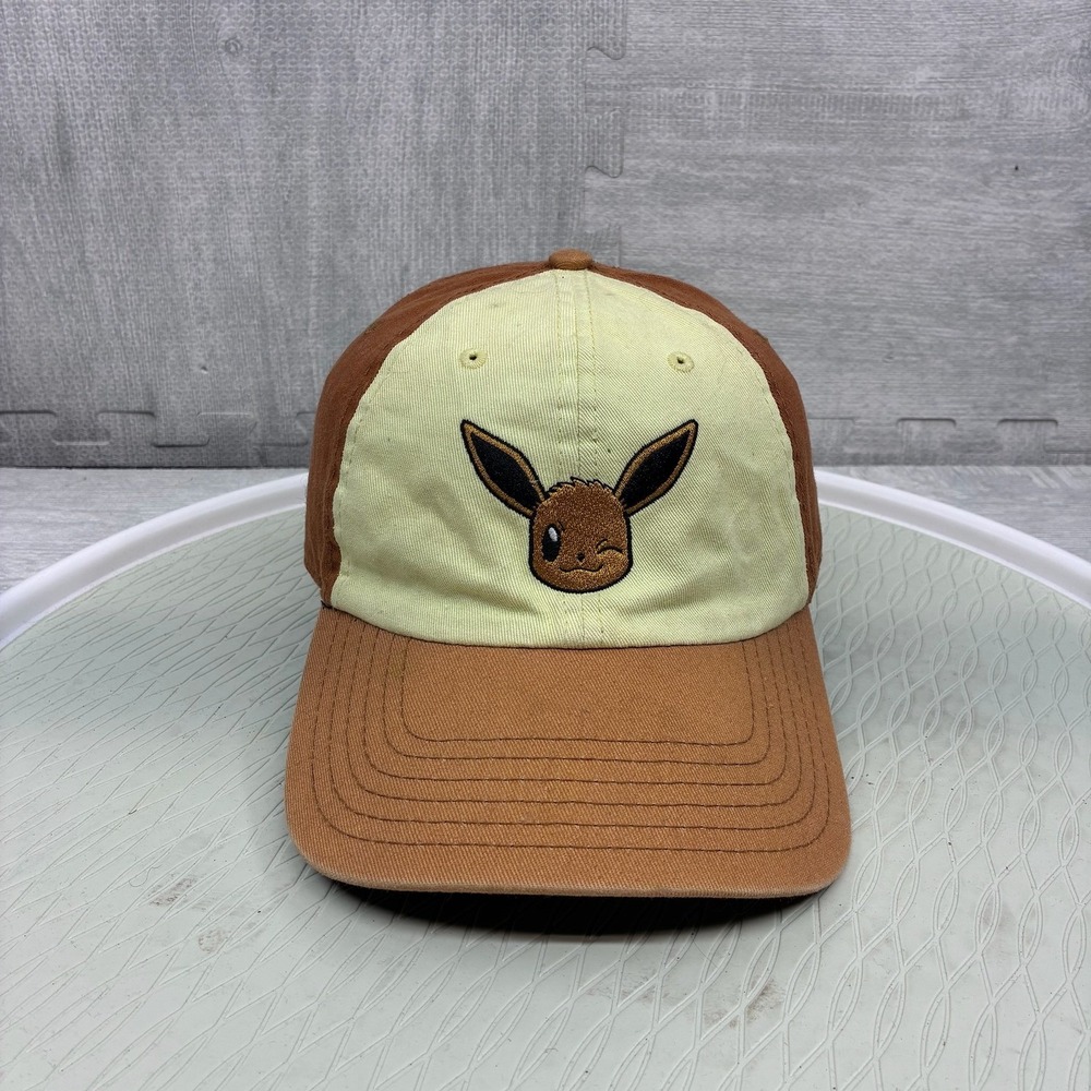Pokemon Eevee Hat Cap Strap Back Embroidered Baseball Brown Tan Adjustable Mens